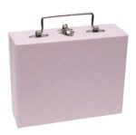 Maleta Mini Porta Joias Rosa Claro com Cinza Fechada Kratos Embalagens