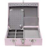 Maleta Mini Porta Joias Rosa Claro com Cinza Kratos Embalagens
