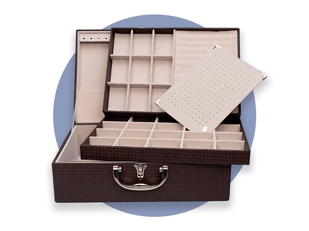 Maleta Grande Tripla Porta Joias - Catalogo Maletas Kratos Embalagens
