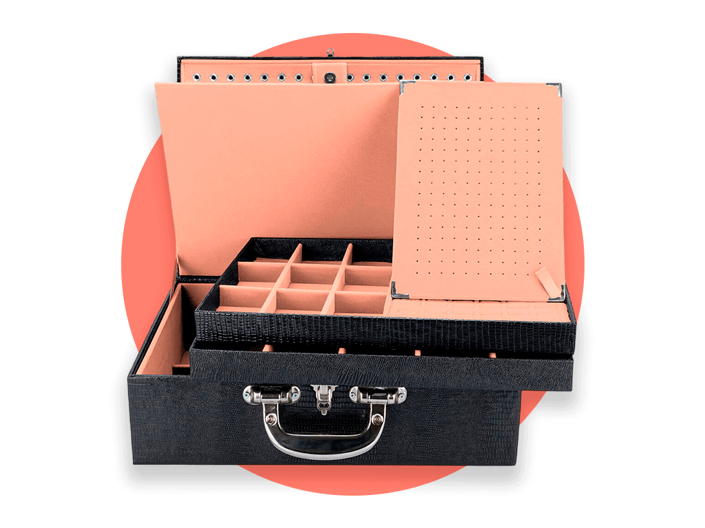 Maleta Grande Tripla com Aba de Proteção Porta Joias - Catalogo Maletas Kratos Embalagens