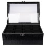 Estojo Maleta Grande Preto para 12 Relógios Kratos Embalagens