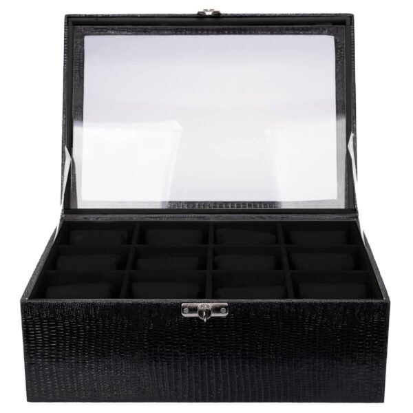 Estojo Maleta Grande Preto para 12 Relógios Kratos Embalagens