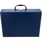 Maleta Grande Dupla Porta Joias Azul Escuro com Cinza Fechada Kratos Embalagens