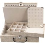 Maleta Média Dupla com Aba de Proteção Porta Joias Palha com Gelo Aberta Kratos Embalagens