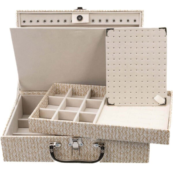 Maleta Média Dupla com Aba de Proteção Porta Joias Palha com Gelo Aberta Kratos Embalagens