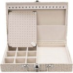 Maleta Média Simples Porta Joias Palha com Gelo Aberta Kratos Embalagens