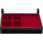 Bandeja Organizadora de Joias 4 nichos e espuma tamanho Mini cor Vermelho - Kratos Embalagens