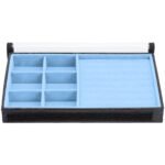 Bandeja Organizadora de Joias 6 nichos e espuma para anéis tamanho Médio cor Azul Claro - Kratos Embalagens