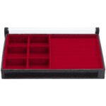 Bandeja Organizadora de Joias 6 nichos e espuma para anéis tamanho Médio cor Vermelho - Kratos Embalagens