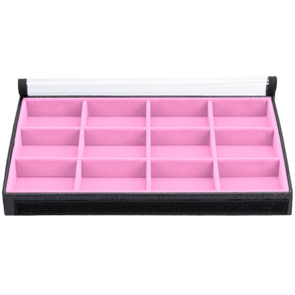 Bandeja Organizadora de Joias 12 nichos tamanho Grande cor Rosa Claro - Kratos Embalagens