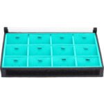 Bandeja Organizadora de Joias 12 nichos tag tamanho Médio cor Turquesa - Kratos Embalagens