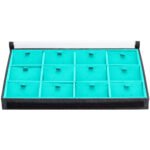 Bandeja Organizadora de Joias 12 nichos e Tag tamanho Grande cor Turquesa - Kratos Embalagens