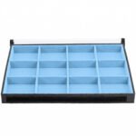 Bandeja Organizadora de Joias Tamanho Big (37x27x3cm) 12 Nichos Azul Claro com Capa - Kratos Embalagens