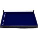 Bandeja Organizadora de Joias Tamanho Big (37x27x3cm) Azul Royal 10 ilhoses para correntes com Capa - Kratos Embalagens