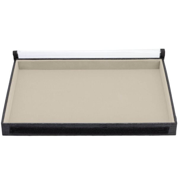 Bandeja Organizadora de Joias Tamanho Big (37x27x3cm) 1 Nicho Bege Médio com Capa - Kratos Embalagens