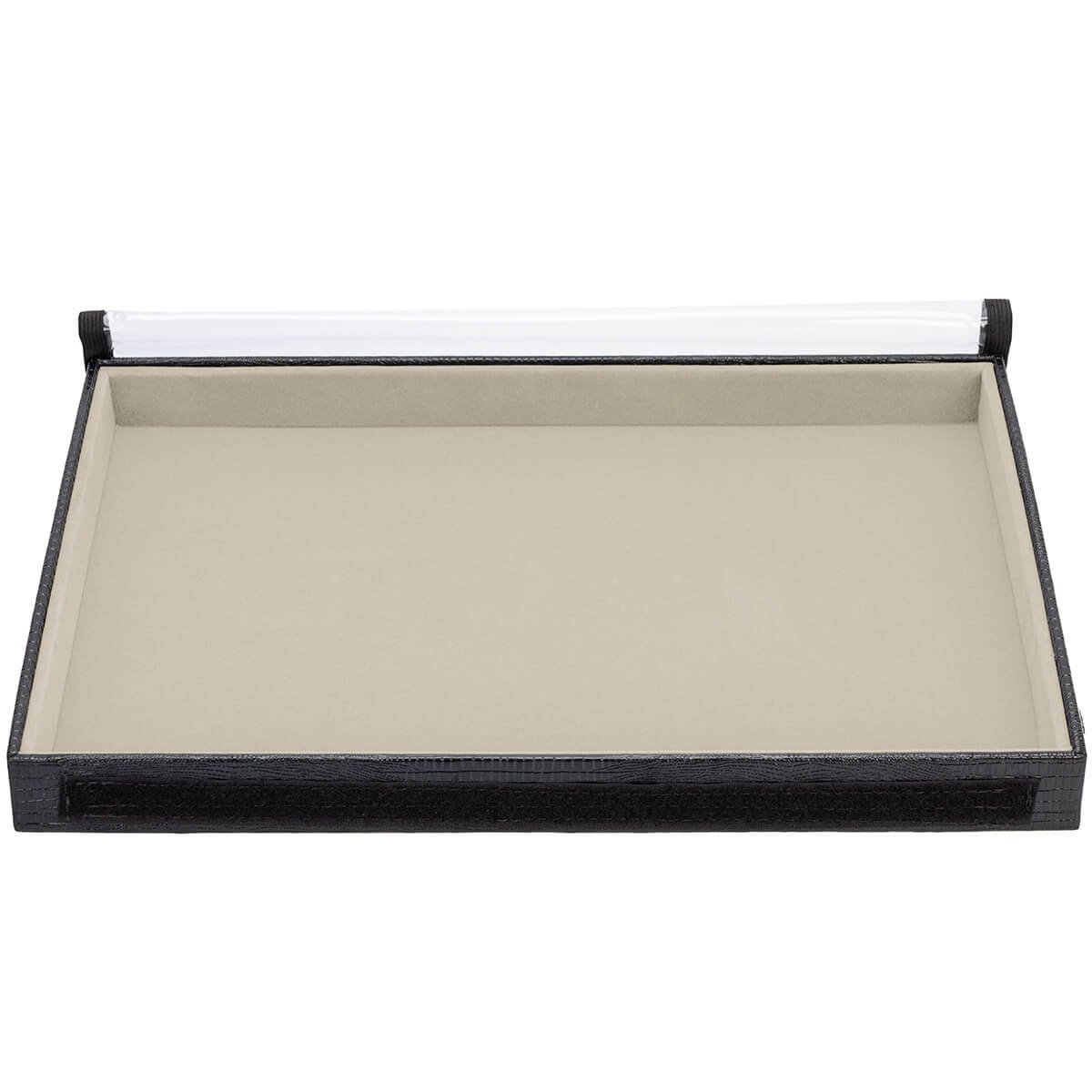 BD37c-BM-n1-Bandeja-Organizadora-Joias-Big-BegeMedio-1-nicho-Capa-Kratos-Embalagens Bandeja Organizadora de Joias Tamanho Big (37x27x3cm) 1 Nicho Bege Médio com Capa - Kratos Embalagens