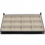 Bandeja Organizadora de Joias Tamanho Big (37x27x3cm) 12 Nichos Bege Médio com Capa - Kratos Embalagens