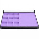 Bandeja Organizadora de Joias Tamanho Big (37x27x3cm) 9 Nichos e Espuma para Anéis Lilás com Capa - Kratos Embalagens