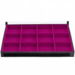 Bandeja Organizadora de Joias Tamanho Big (37x27x3cm) 12 Nichos Pink com Capa - Kratos Embalagens