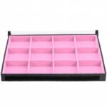 Bandeja Organizadora de Joias Tamanho Big (37x27x3cm) 12 Nichos Rosa Claro com Capa - Kratos Embalagens
