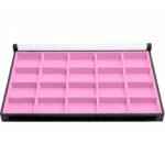 Bandeja Organizadora de Joias Tamanho Big (37x27x3cm) 20 Nichos Rosa Claro com Capa - Kratos Embalagens