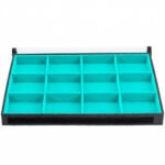 Bandeja Organizadora de Joias Tamanho Big (37x27x3cm) 12 Nichos Turquesa com Capa - Kratos Embalagens
