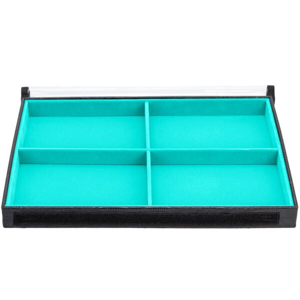 Bandeja Organizadora de Joias Tamanho Big (37x27x3cm) 4 Nichos Turquesa com Capa - Kratos Embalagens
