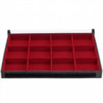 Bandeja Organizadora de Joias Tamanho Big (37x27x3cm) 12 Nichos Vermelho com Capa - Kratos Embalagens