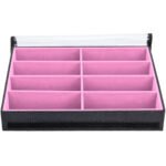 Bandeja Caixa Organizadora Porta Óculos com Capa Rosa Claro - Kratos Embalagens